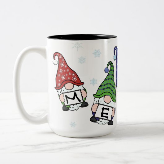 Merry Scattered Gnomes Zweifarbige Tasse (Links)