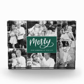 Merry Script Christmas Holiday Photo Collage Block (Vorderseite)