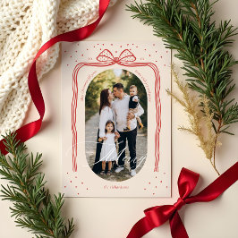 Merry Script Elegant Chic Christmas Bow Arch Foto Feiertagskarte