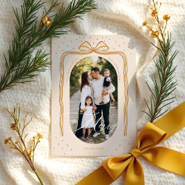 Merry Script Elegant Chic Christmas Bow Arch Foto Feiertagskarte