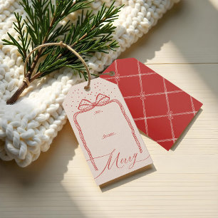 Merry Script elegant Chic Weihnachtsbow To & From Geschenkanhänger