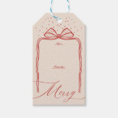 Merry Script elegant Chic Weihnachtsbow To & From Geschenkanhänger (Vorderseite)