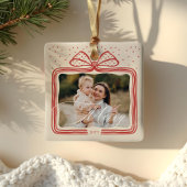 Merry Script Elegant Christmas Bow Foto Keepake Keramikornament