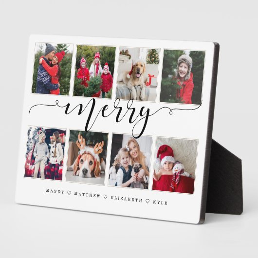 Merry Script Family Foto Keepake Collage Plaque Fotoplatte (Seite)
