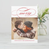 Merry Script-Foto Feiertagskarte (Stehend Vorderseite)