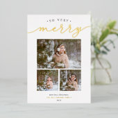 Merry Script | FotoCollage Folien Feiertagskarte (Stehend vorne)
