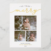 Merry Script | FotoCollage Folien Feiertagskarte (Vorderseite)