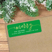 MERRY Script Gold & Bright Green Weihnachtsadresse
