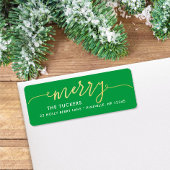 MERRY Script Gold & Bright Green Weihnachtsadresse