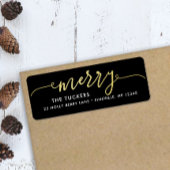 MERRY Script Gold Footing on Black Christmas Addre