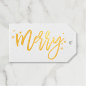 Merry Script Moderne Weihnachten | Gold Geschenkanhänger (Vorderseite (Horizontal))