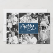 Merry Script Navy Weihnachten 6 Foto Collage (Vorderseite)