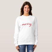 Merry Script Typografie Minimalistisch Weihnachten Sweatshirt (Vorne ganz)