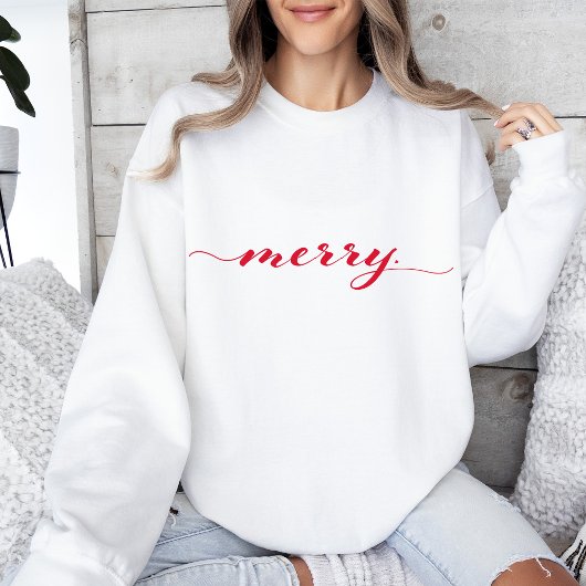 Merry Script Typografie Minimalistisch Weihnachten Sweatshirt