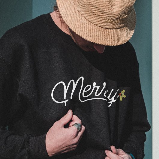 Merry Script Typografie Minimalistisch Weihnachten Sweatshirt