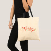 Merry Script Typografie Weihnachten Tragetasche (Vorderseite (Produkt))