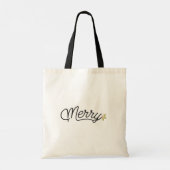 Merry Script Typografie Weihnachten Tragetasche (Rückseite)