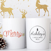 Merry Script Typography Christmas Personalized Jumbo-Tasse
