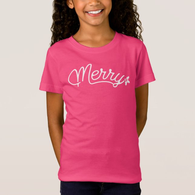 Merry Script Typography Minimalist Christmas  T-Shirt (Vorderseite)
