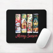 Merry Season Festive Snowman Cat Gingerbread House Mousepad (Mit Mouse)