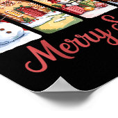 Merry Season Festive Snowman Cat Gingerbread House Poster (Ecke)