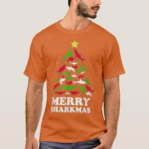 Merry Sharkmas Funny Christmas Lights Tree Decorat T-Shirt