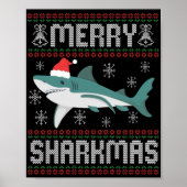 Merry Sharkmas Funny Christmas Shark Ugly Sweater Poster (Vorne)