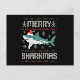 Merry Sharkmas Funny Christmas Shark Ugly Sweater Postkarte