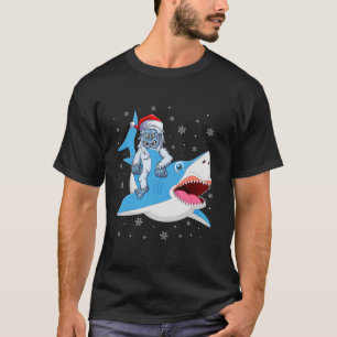Merry Sharkmas Funny Weihnachtsmannmütze Yeti Ridi T-Shirt