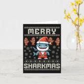 Merry Sharkmas Hai Weihnachten hässlich Weihnachte Karte (Gelbe Blume)