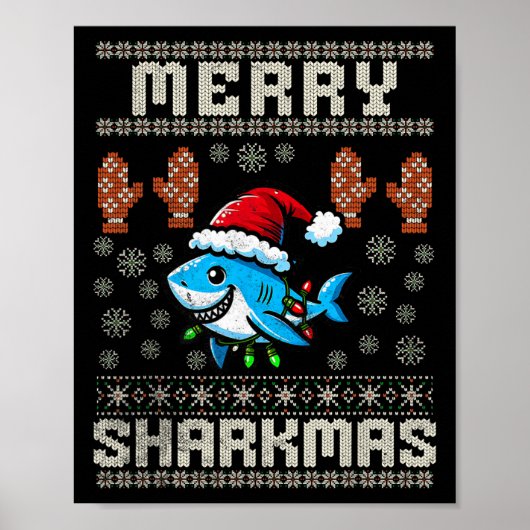 Merry Sharkmas Hai Weihnachten hässlich Weihnachte Poster (Vorne)