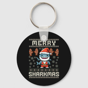 Merry Sharkmas Hai Weihnachten hässlich Weihnachte Schlüsselanhänger