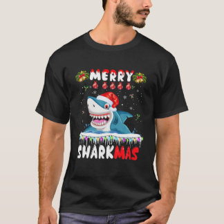 Merry Sharkmas Santa Ride Shark Ugly Christmas Lig T-Shirt