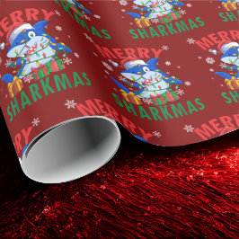 Merry Sharkmas Santa Shark Lover Weihnachten Geschenkpapier