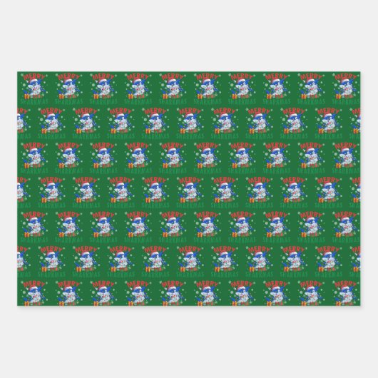 Merry Sharkmas Santa Shark Lover Weihnachten Geschenkpapier Set (Vorderseite 2)