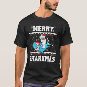Merry Sharkmas Santa Shark Ugly Christmas Sweater  T-Shirt