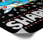 Merry Sharkmas Shark Santa Ugly Christmas Lights B Poster (Ecke)