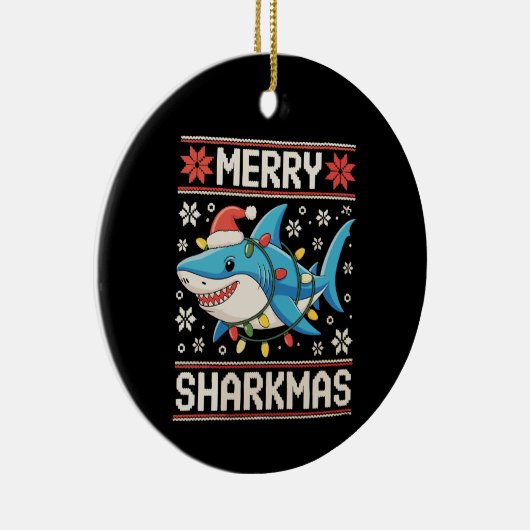 Merry Sharkmas Weihnachten Weihnachten Weihnachten Keramik Ornament (Rechts)