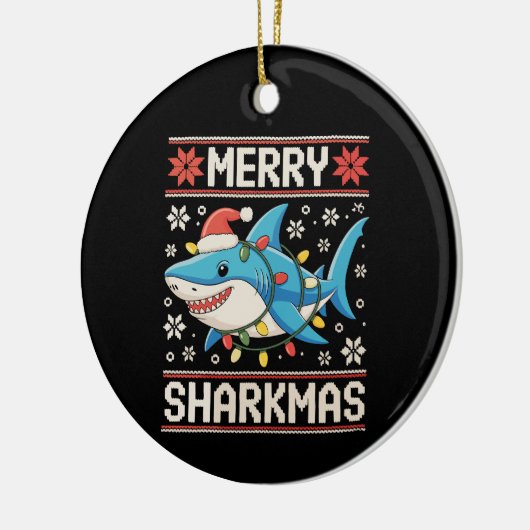 Merry Sharkmas Weihnachten Weihnachten Weihnachten Keramik Ornament (Links)