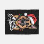 Merry Shepmas German Shepherd Christmas Lights Hum Fleecedecke (Vorderseite (Horizontal))