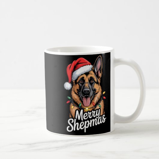 Merry Shepmas German Shepherd Christmas Lights Hum Kaffeetasse (Rechts)