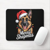Merry Shepmas German Shepherd Christmas Lights Hum Mousepad (Mit Mouse)