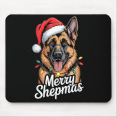 Merry Shepmas German Shepherd Christmas Lights Hum Mousepad (Vorne)
