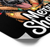 Merry Shepmas German Shepherd Christmas Lights Hum Poster (Ecke)