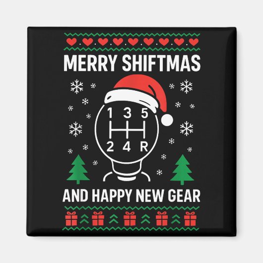 Merry Shiftmas And Happy New Manual Driver Christm Magnet (Vorne)