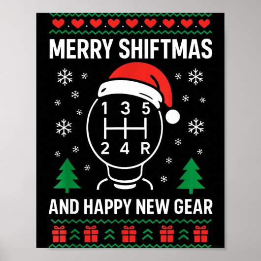 Merry Shiftmas And Happy New Manual Driver Christm Poster (Vorne)