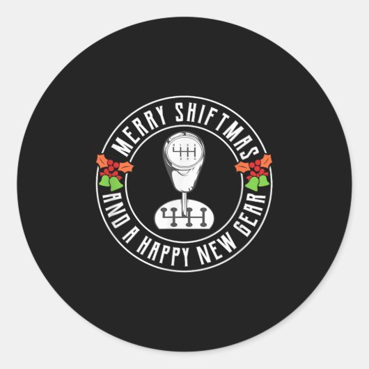Merry Shiftmas Manual Transmission Christmas Theme Runder Aufkleber (Vorderseite)
