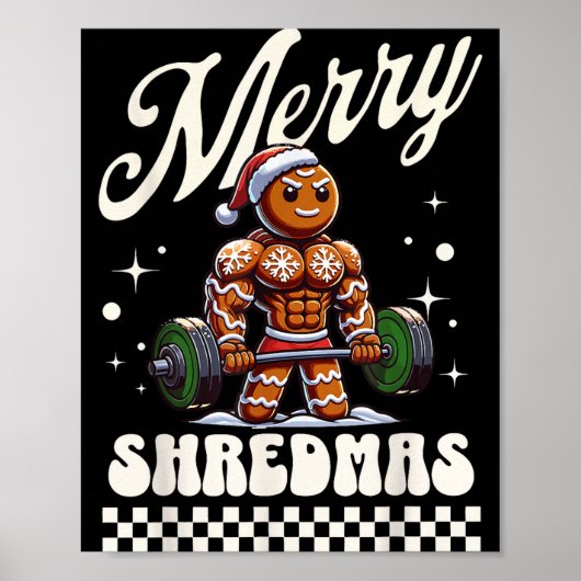 Merry Shredmas Christmas Gym Gingerbread Workout M Poster (Vorne)