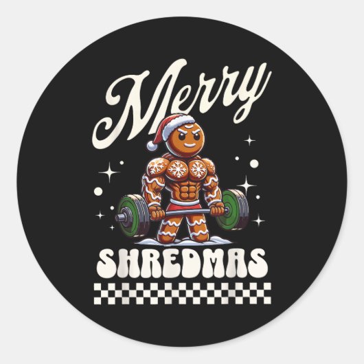 Merry Shredmas Christmas Gym Gingerbread Workout M Runder Aufkleber (Vorderseite)