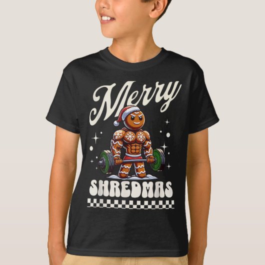 Merry Shredmas Christmas Gym Gingerbread Workout M T-Shirt (Vorderseite)